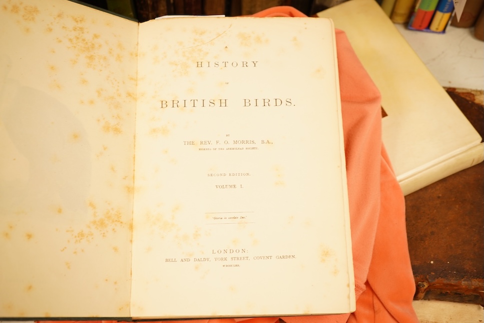 Morris, Rev. Francis Orpen - A History of British Birds. 2nd edition (corrected), 6 vols. 365 hand coloured plates, advert. leaf end vol. VI; original gilt and blind pictorial green cloth, gilt lettered and blind decorat
